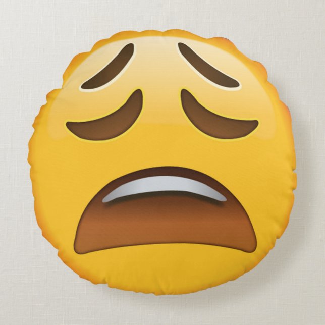 Tired Emoji Round Pillow (Front)