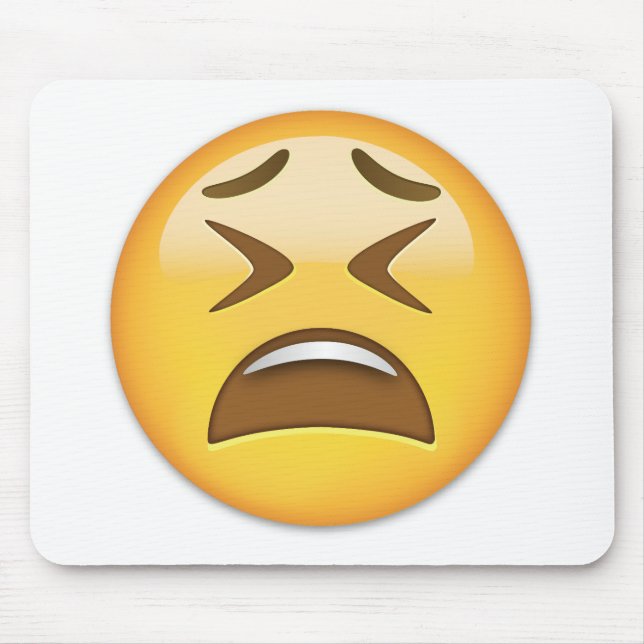 Tired Face Emoji Mouse Pad (Front)