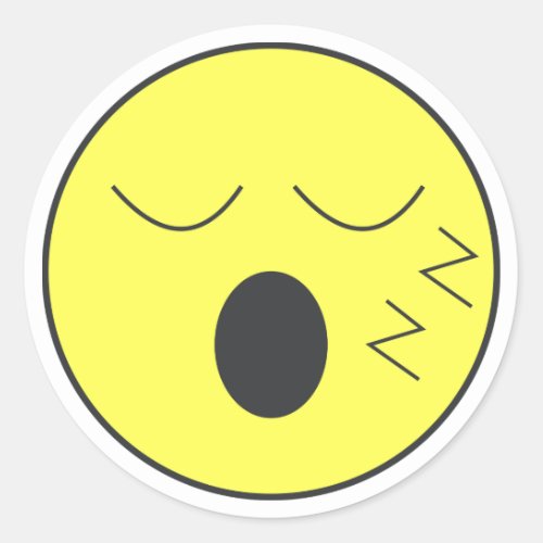 Tired Face Emoticon Mood Classic Round Sticker