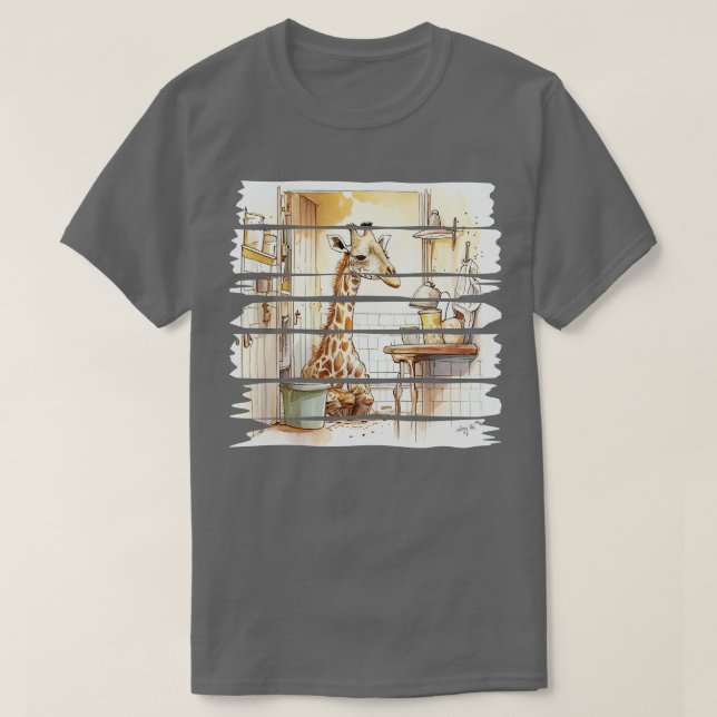 Tired Giraffes Morning Routine T-Shirt (Design Front)