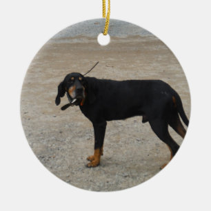 Tired Hunting Dog Ceramic Ornament