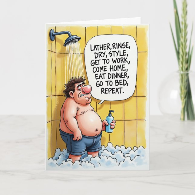 Tired Mans Shower Thought Card (Front)