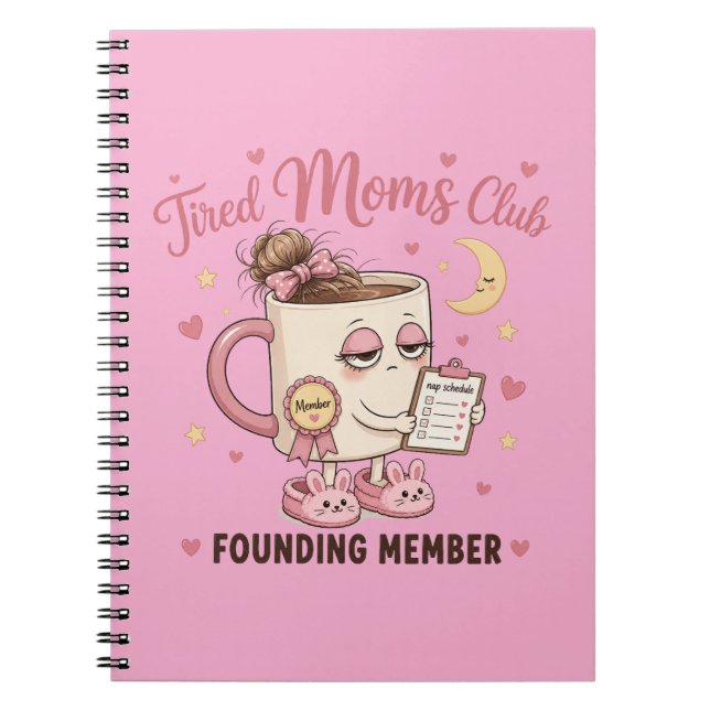 Tired Mom Loading Please Insert Coffee Funny Mom Notebook (Front)
