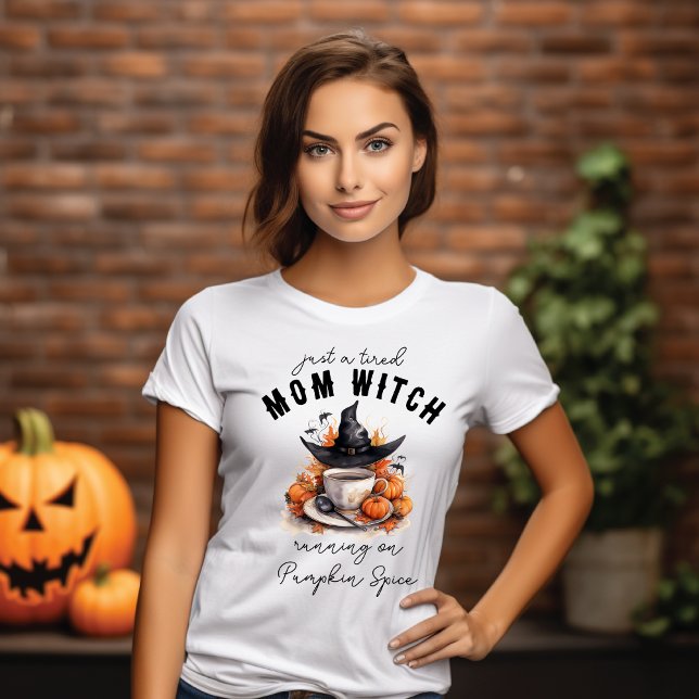 Tired Mom Witch Hat and Pumpkin Spice Coffee T-Shirt (Creator Uploaded)