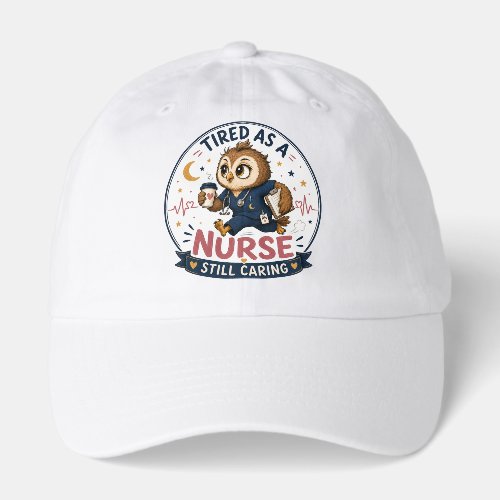 Tired Nurse Owl Cartoon Illustration Hat