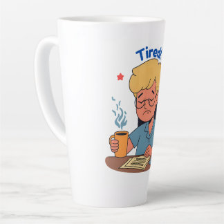 Tired Office Worker Cartoon – Funny Coffee & Work Latte Mug