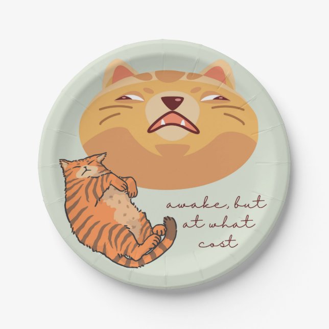 Tired Orange Cat Paper Plates (Front)