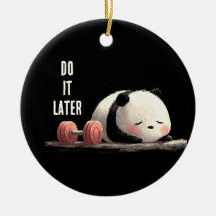 Tired Panda Gym – Cute Funny Workout Art Ceramic Ornament