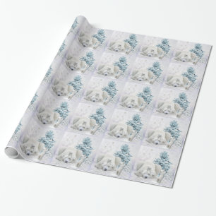 Tired Polar Bear Mother With Babies Wrapping Paper