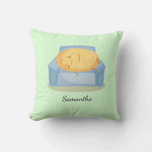 Tired Potato Throw Pillow (Front)