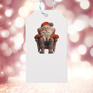 Tired Santa 2 White Gift Tag