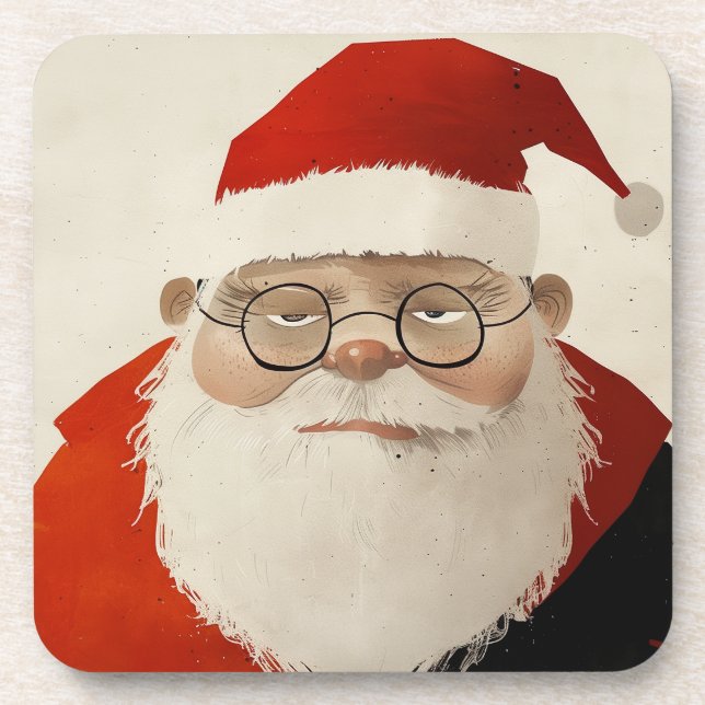 Tired Santa Beverage Coaster (Front)