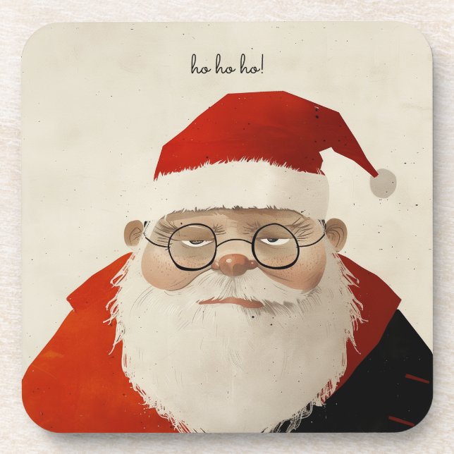 Tired Santa Beverage Coaster (Front)