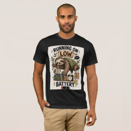 Tired Sloth Energy Loading Slow Life Cozy Animal T-Shirt