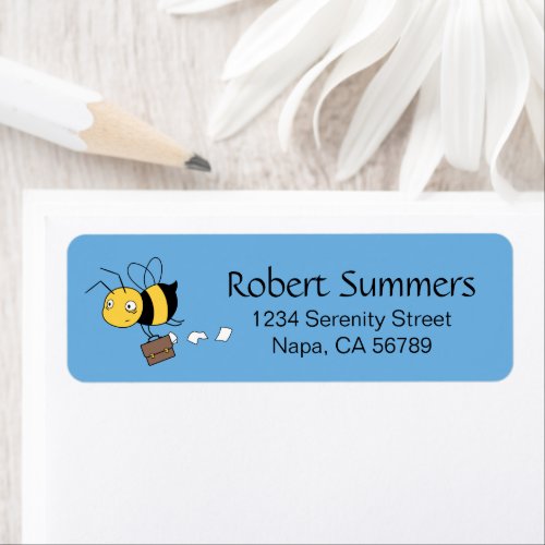 Tired Stressed Bee Holding Briefcase Label