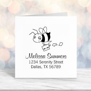Tired Stressed Worker Bee Holding Briefcas Address Self-inking Stamp