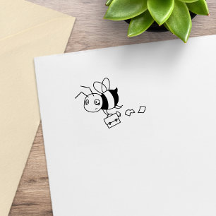 Tired Stressed Worker Bee Holding Briefcase 2 Rubber Stamp