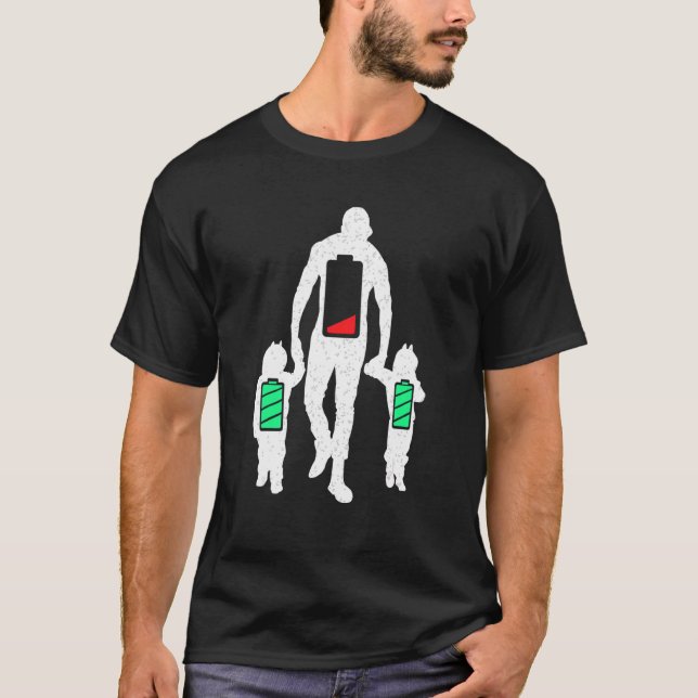 Tired Twin Dad  Low Battery Full Charge T-Shirt (Front)