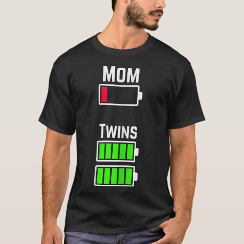 Tired Twin Mom Low Battery Charge T_Shirt