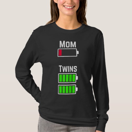 Tired Twin Mom Low Battery Charge T_Shirt