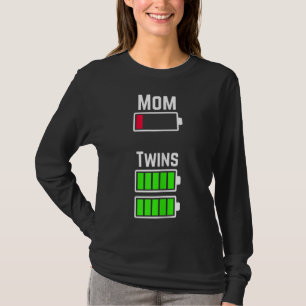 Tired Twin Mom Low Battery Charge T-Shirt