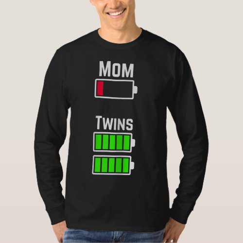 Tired Twin Mom Low Battery Charge T_Shirt