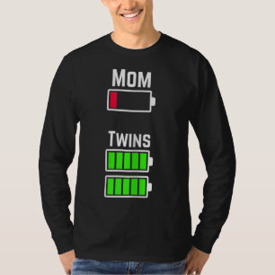 Tired Twin Mom Low Battery Charge T-Shirt