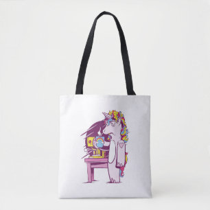 Tired unicorn with coffee tote bag