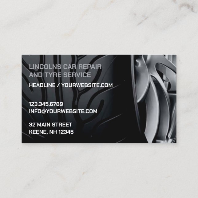 Tires Auto Repair Business Card (Front)