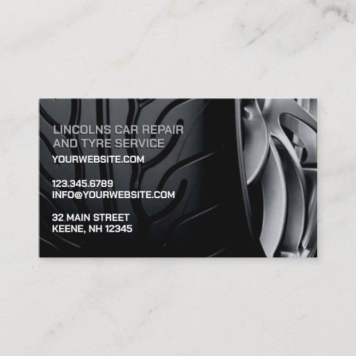 Customizable Tires Auto Repair Business Card