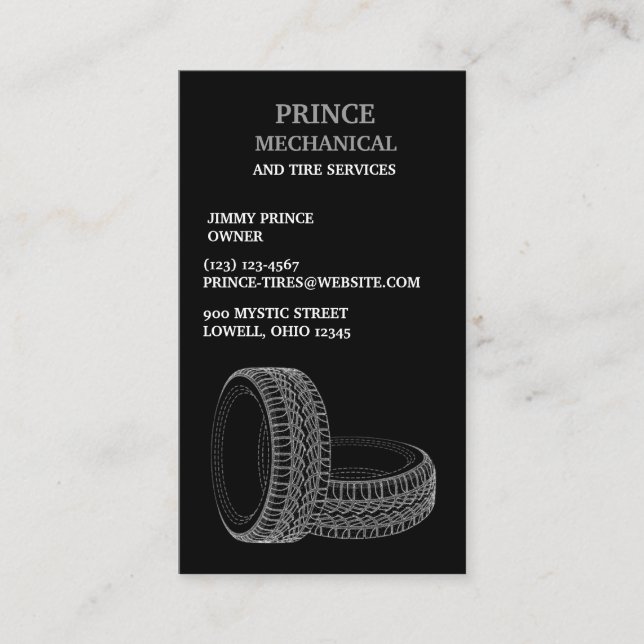 Tires Auto Repair Business Card Template (Front)