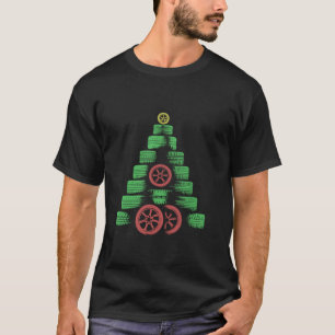 Tires Christmas Tree Funny Car Mechanic Christmas T-Shirt