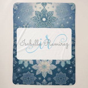 Tirrinia Snowflake Pattern with Monogram & Name Sherpa Blanket