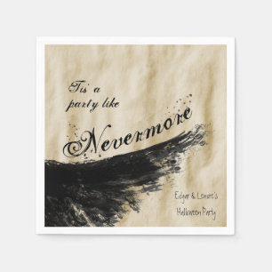 Tis' a Party Like Nevermore Raven Wing Halloween Napkins