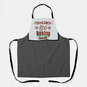 Tis Cookie Baking Season Black and White Checkered Apron