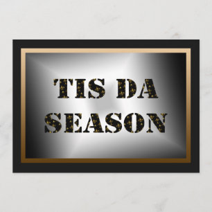 Tis Da Season Black Gold Fleur de Lis Party Invitation