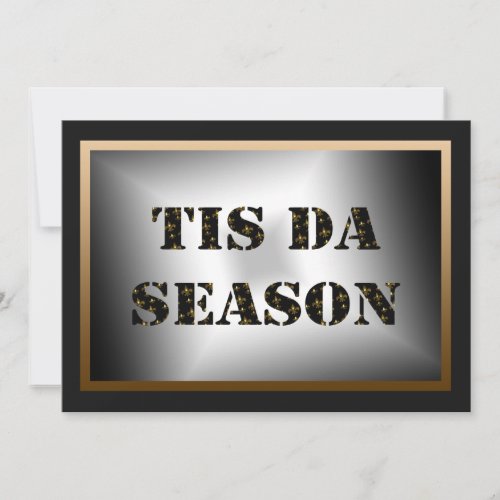 Tis Da Season Black Gold Fleur de Lis Party Invitation