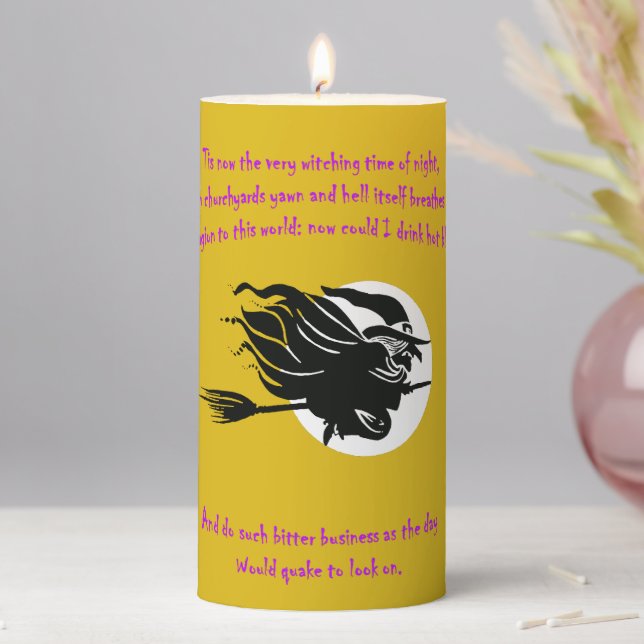 Tis Now The Witching Time Of Night Shakespearean  Pillar Candle (In Situ)