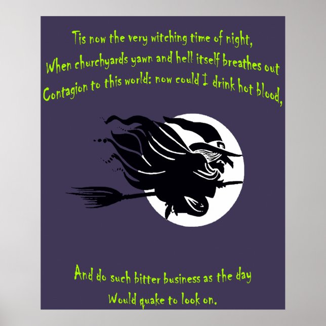Tis Now The Witching Time Of Night Shakespearean  Poster (Front)