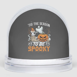 Tis Season Be Spooky Halloween Pumpkin Ghost Snow Globe