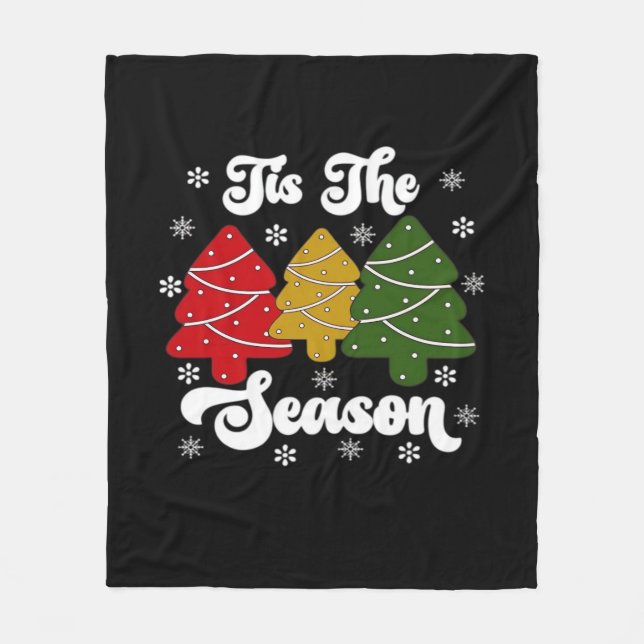 Tis Season Christmas Tree Debbie Cool Unique Fleece Blanket (Front)