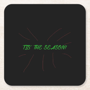 Tis Season Collection Graphic Minimal Clean Square Paper Coaster
