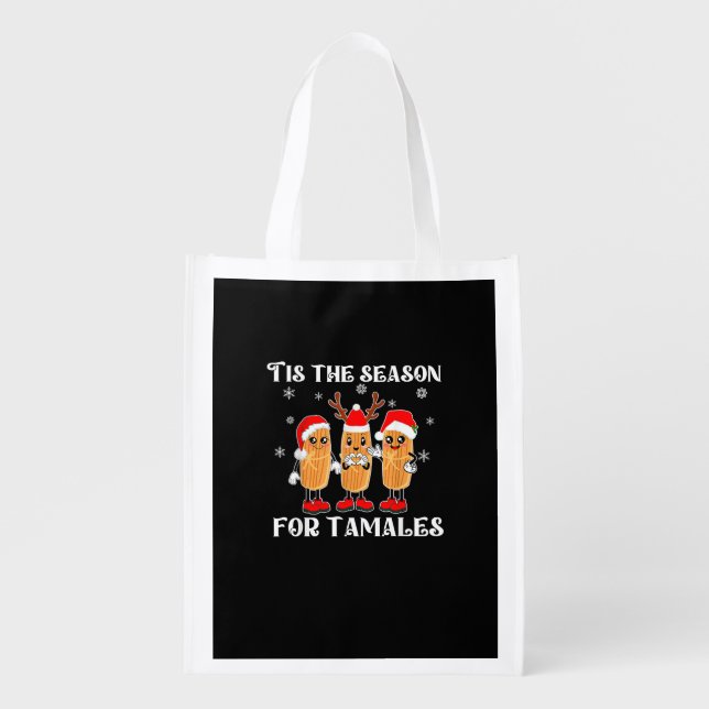 Tis Season For Tamales Mexican Christmas Modern Grocery Bag (Front)