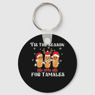 Tis Season For Tamales Mexican Christmas Modern Keychain