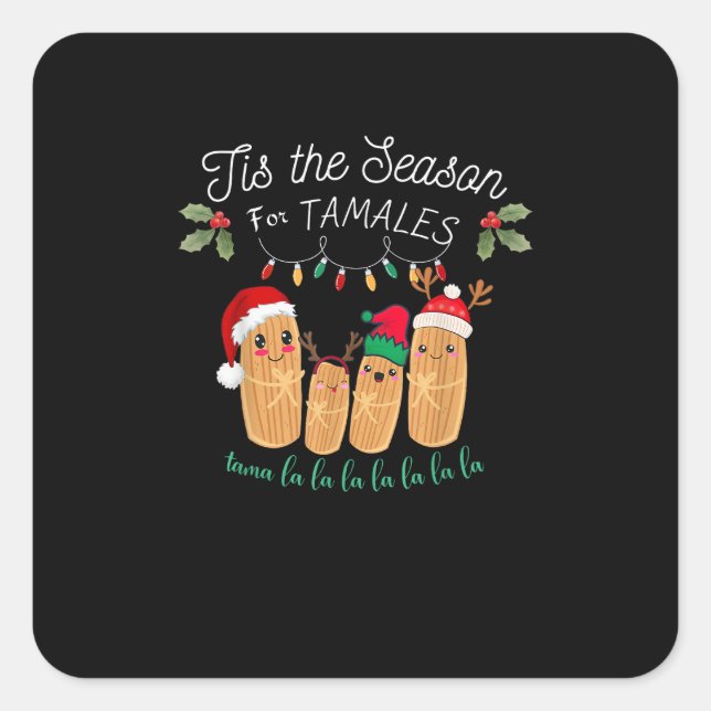Tis Season For Tamales Mexican Christmas Modern Square Sticker (Front)