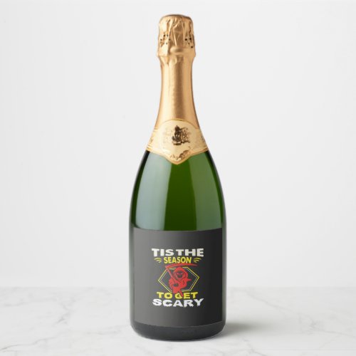 Tis Season Get Scary Grim Reaper Halloween Sparkling Wine Label