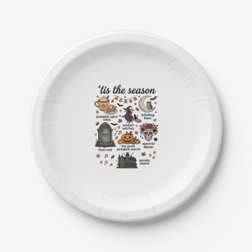 Tis Season Halloween Witch Pumpkin Skull_1 Paper Plates