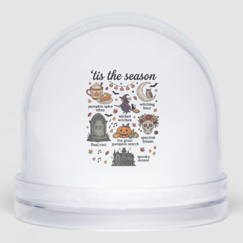 Tis Season Halloween Witch Pumpkin Skull_1 Snow Globe