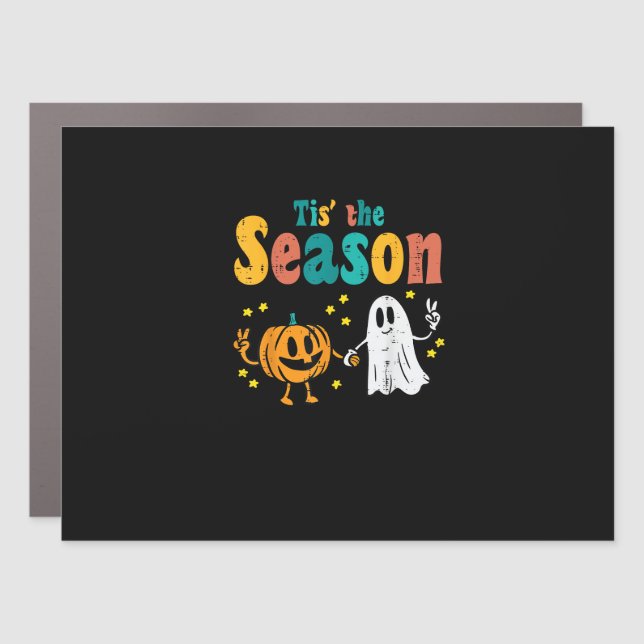 Tis Season Pumpkin Leaf Latte Fall Softball Car Magnet (Front)