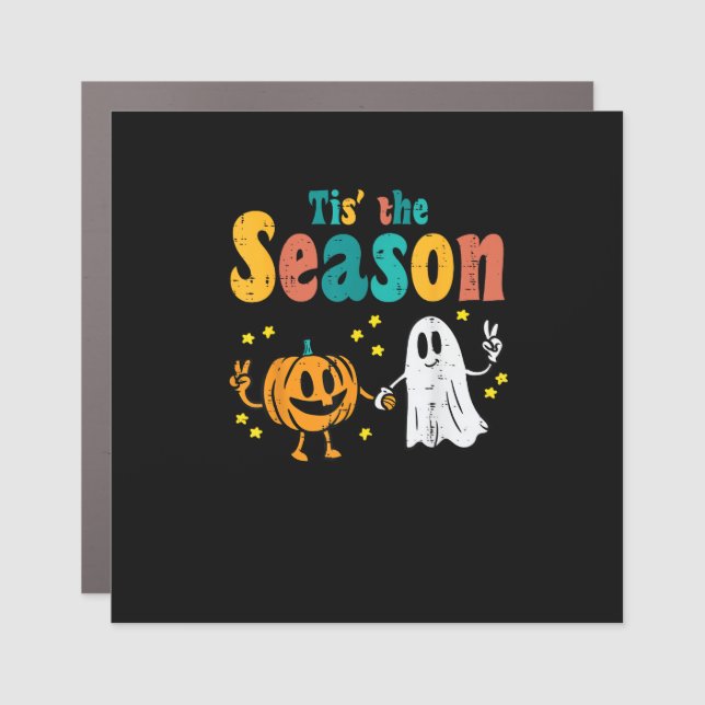 Tis Season Pumpkin Leaf Latte Fall Softball Car Magnet (Front)